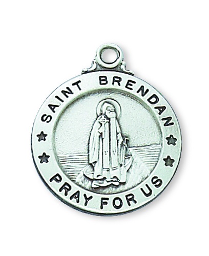 Saint Medal St. Brendan Navigator 3/4 in Sterling Silver Pendan