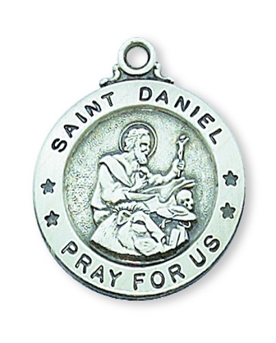 Saint Medal Necklace St. Daniel 3/4 inch Sterling Silver