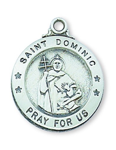 Saint Medal Necklace St. Dominic Guzman 3/4 inch Sterling Silver