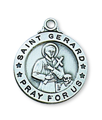 Saint Medal Necklace St. Gerard 3/4 inch Sterling Silver