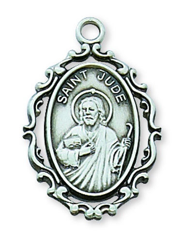 Beautiful Sterling silver 925 sterling Sterling Silver Rhodium-plated Saint Jude Thaddeus Medal