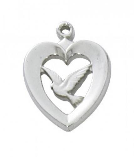 Necklace Dove Heart 1/2 inch Sterling Silver
