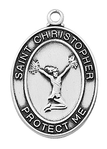 Sport Medal St. Christopher Cheerleader Women 3/4 in Str Silver