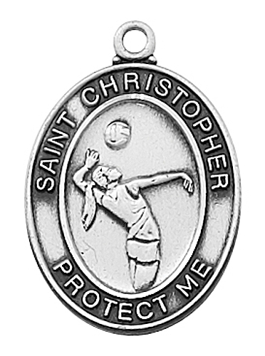 Sport Medal St. Christopher Volleyball Women 3/4 in Ster Silver
