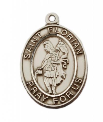 Saint Medal Necklace St. Florian 1 inch Sterling Silver