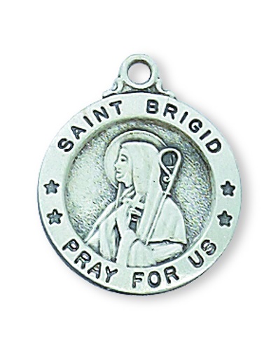 Saint Medal St. Brigid Kildare 5/8 inch Sterling Silver Pendant