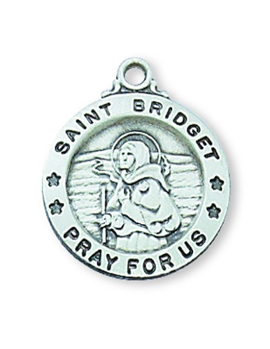 Saint Medal Necklace St. Bridget Sweden 5/8 inch Sterling Silver