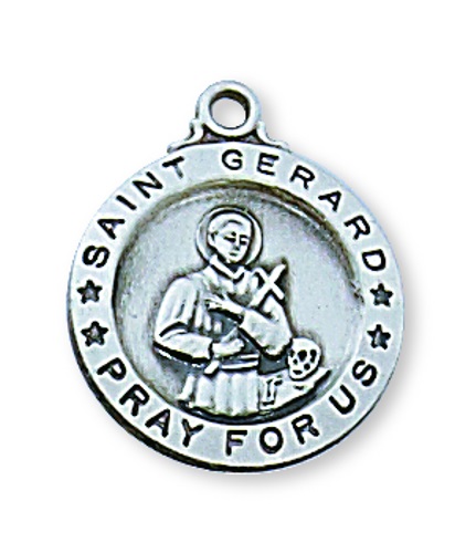 Saint Medal Necklace St. Gerard 5/8 inch Sterling Silver