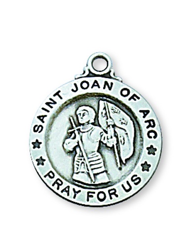 Saint Medal Necklace St. Joan of Arc 5/8 inch Sterling Silver