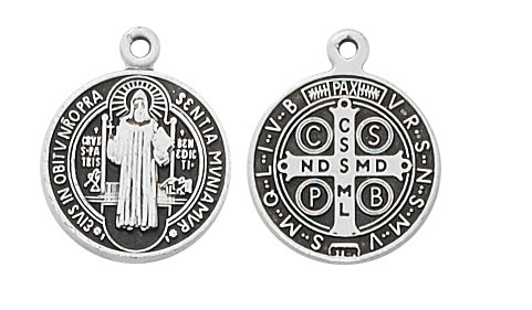 St. Benedict Medal Necklace 1/2 inch Sterling Silver