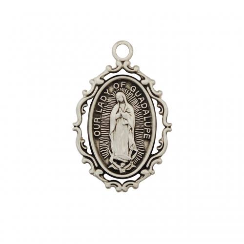 Mary Medal Necklace Our Lady Guadalupe 1 inch Sterling Silver