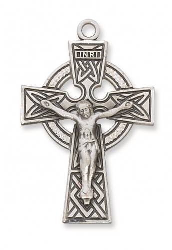 Crucifix Pendant Celtic 1.5 inch Sterling Silver