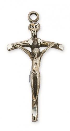 Crucifix Necklace Papal Ferula Cross 1.25 inch Sterling Silver