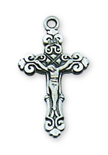Crucifix Pendant Fancy 3/4 inch Sterling Silver