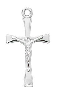 Crucifix Necklace Simple 3/4 inch Sterling Silver