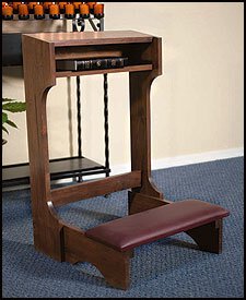 Prie Dieu Padded Kneeler -Walnut Stain