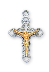 Sterling Silver Two Tone Crucifix Necklace