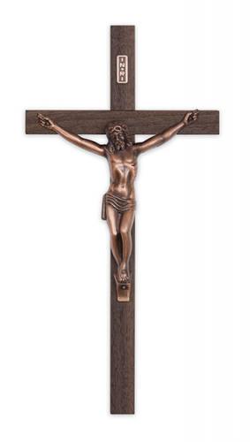Crucifix Wall Value 10 inch Walnut Thick Copper Corpus