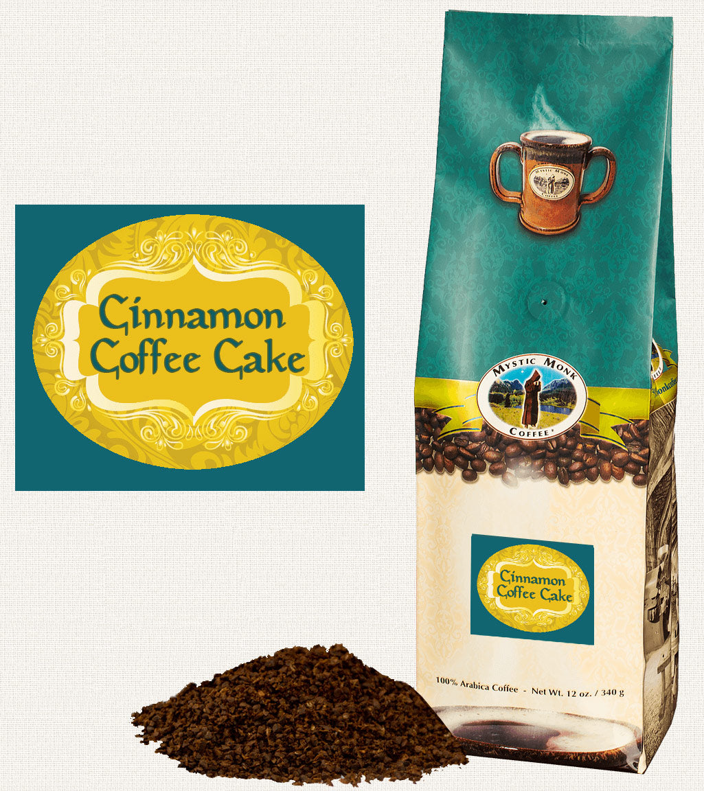 Mystic Monk Coffee Cinnamon Cake Ground Medium Roast 12 oz..