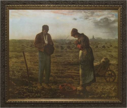 Print The Angelus by Millet 12 X 16 inch Dark Wood Frame