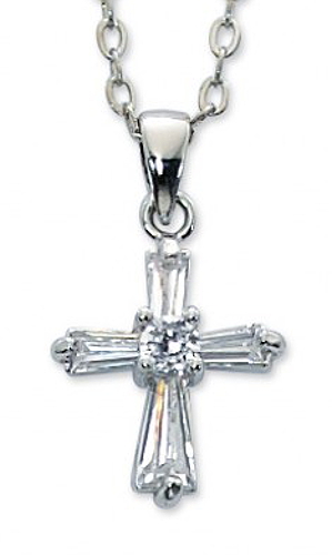 First Communion Necklace Crystal Cross