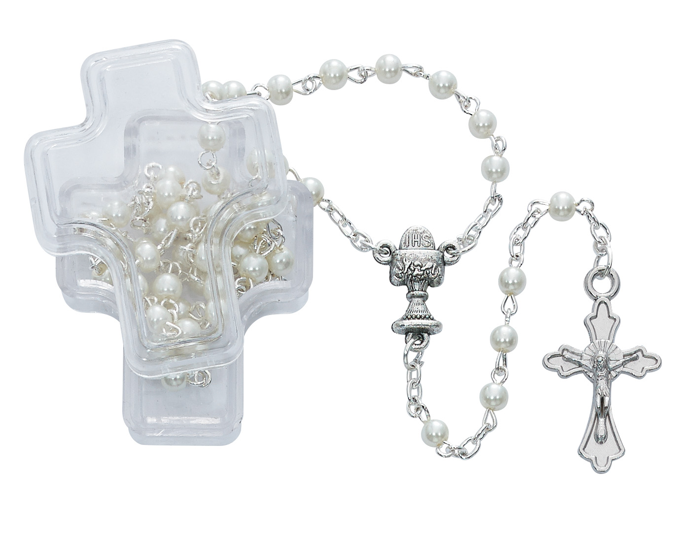 Imitation Pearl Communion Rosary with Cross