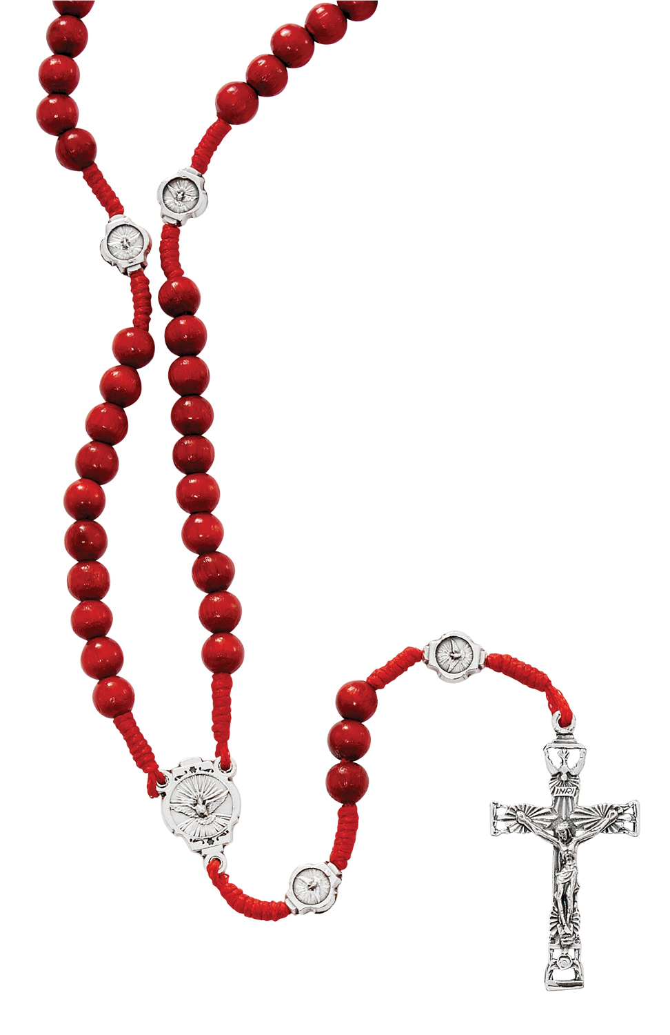 Red Wood Corded Holy Spirit Rosary