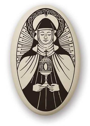 Saint Medal St. Clare Assisi 1.5 inch Porcelain Pendant