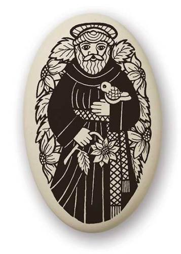 Saint Medal St. Francis Assisi 1.5 inch Porcelain Pendant