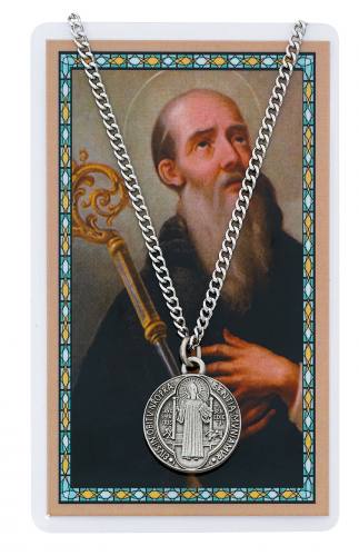 St. Benedict Pewter Medal With Holy Card
