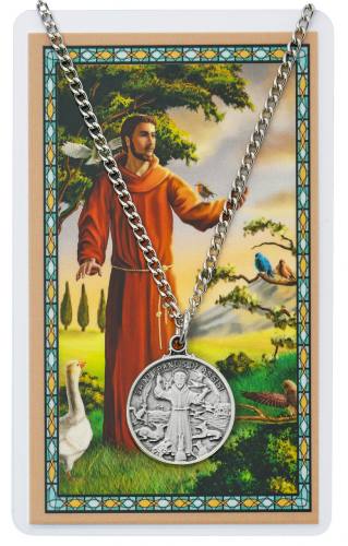 St. Francis Assisi Pewter Medal With Holy Card