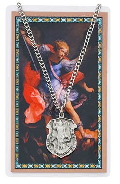 St. Michael Pewter Medal With Holy Card