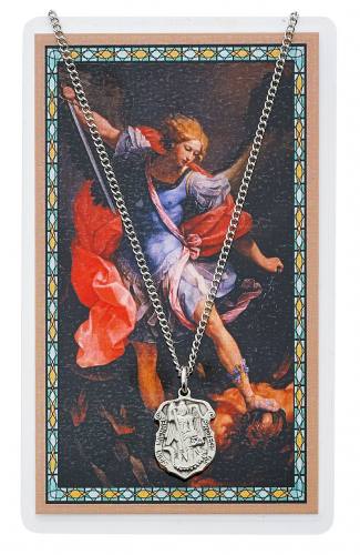 St. Michael Pewter Medal With Holy Card