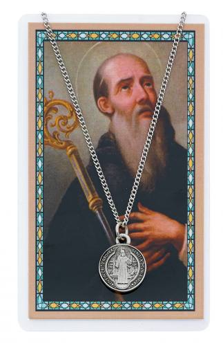 St. Benedict Pewter Medal With Holy Card