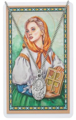 St. Dymphna Pewter Medal With Holy Card