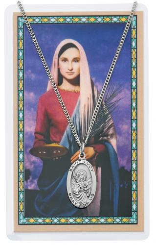 St. Lucy Pewter Medal With Holy Card
