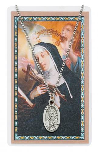 St. Rita Pewter Medal With Holy Card