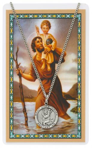 St. Christopher Pewter Medal With Holy Card