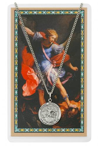 St. Michael Pewter Medal With Holy Card