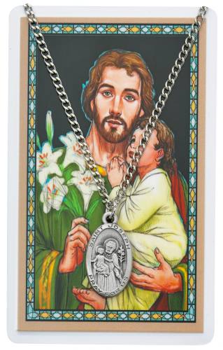 St. Joseph Pewter Medal With Holy Card
