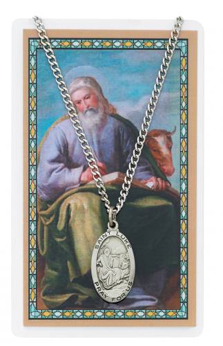 Saint Luke Pewter Medal With Holy Card