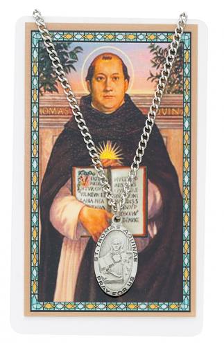 St. Thomas Aquinas Pewter Medal With Holy Card