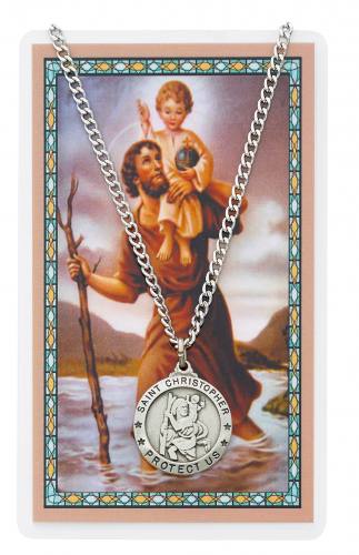 St. Christopher Pewter Medal With Holy Card