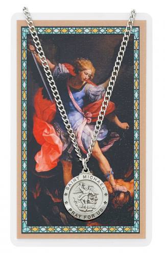 St. Michael Pewter Medal With Holy Card