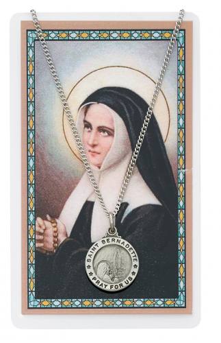 St. Bernadette Pewter Medal With Holy Card