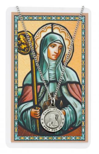 St. Brigid Pewter Medal With Holy Card