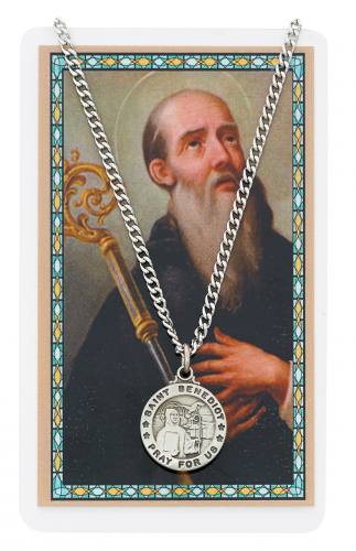 St. Benedict Pewter Medal With Holy Card