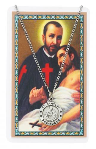 St. Camillus Pewter Medal With Holy Card