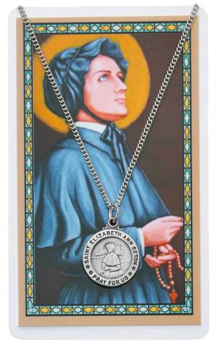 St. Elizabeth Ann Seton Pewter Medal With Holy Card