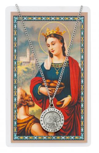 St. Elizabeth Pewter Medal With Holy Card